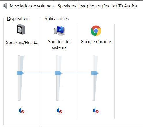 Mezclador de volumen en Windows 10