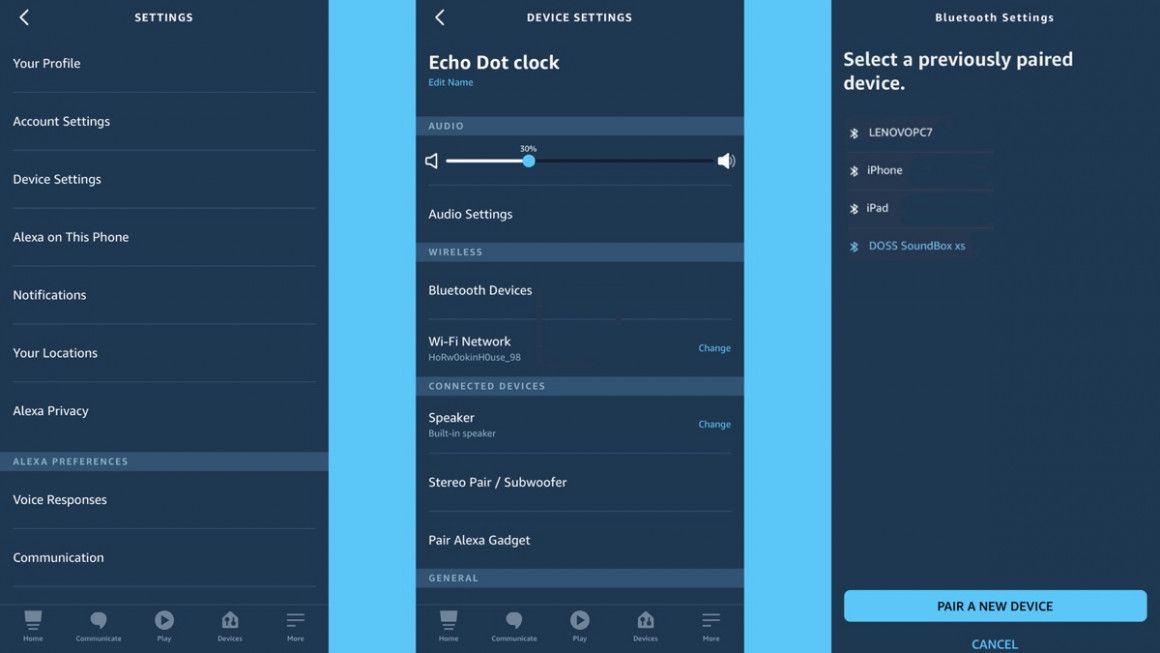 par de altavoz aplicación bluetooth alexa